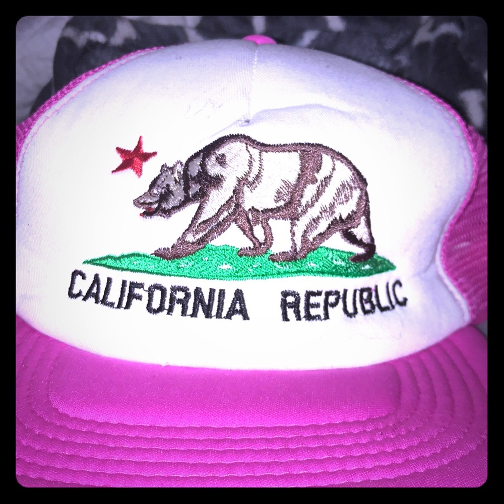 White and pink trucker hat